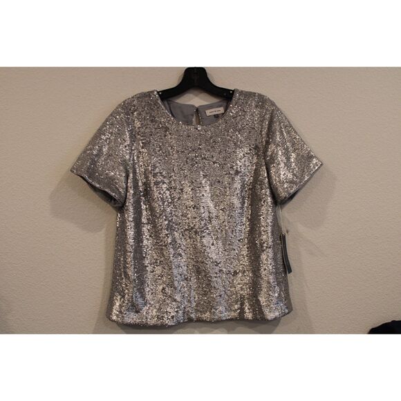 Court and Rowe new silver gray sequin top key hole back size medium - Picture 7 of 10